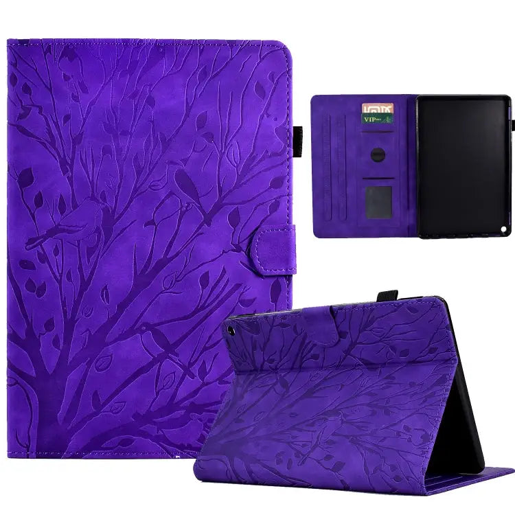 Fortune Tree Pressure Flower PU Tablet Case with Wake-up / Sleep Function For Amazon Fire HD 8 / HD 8 Plus 2020 2022