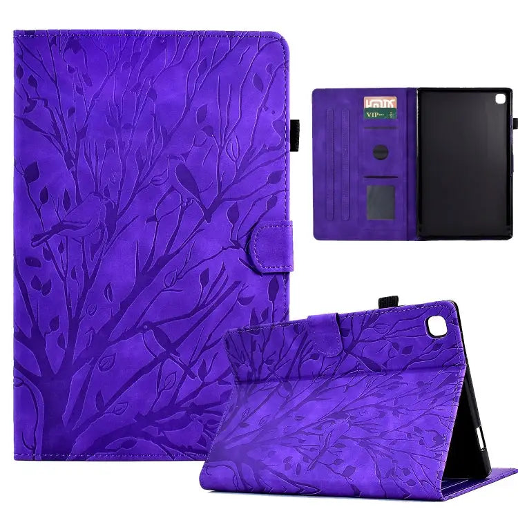 Fortune Tree Pressure Flower PU Tablet Case with Wake-up / Sleep Function For Samsung Galaxy Tab S6 Lite For Samsung