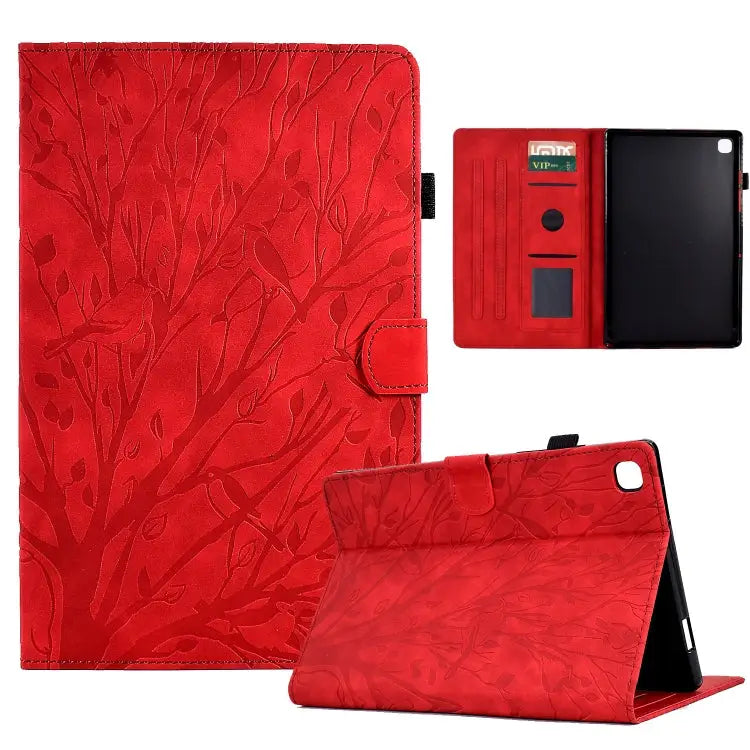 Fortune Tree Pressure Flower PU Tablet Case with Wake-up / Sleep Function For Samsung Galaxy Tab S6 Lite For Samsung