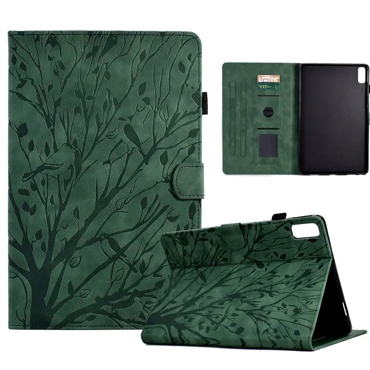 Fortune Tree Pressure Flower PU Tablet Case with Wake-up / Sleep Function For Lenovo Tab P11 Gen 2 For Lenovo Tab P11
