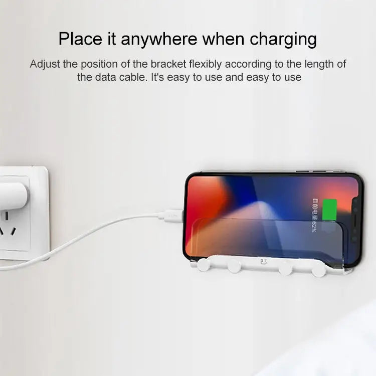 Free Punching Wall Phone Holder Wall-Mounted Charging Base Bracket (White) - (White)