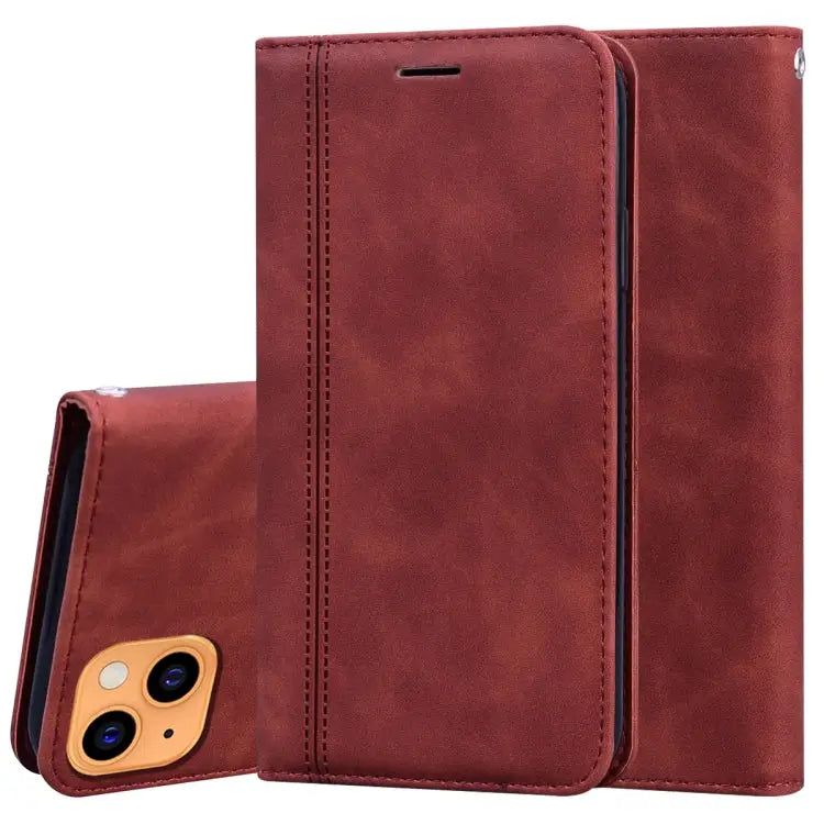 Frosted Business Magnetic Horizontal Flip PU Leather Case with Holder & Card Slot & Lanyard For iPhone 13 mini