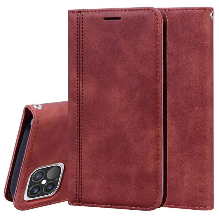 Frosted Business Magnetic Horizontal Flip PU Leather Case with Holder & Card Slot & Lanyard For iPhone 12 mini