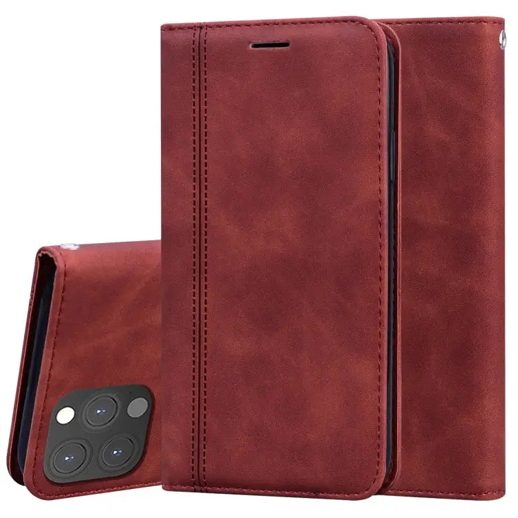 Frosted Business Magnetic Horizontal Flip PU Leather Case with Holder & Card Slot & Lanyard For iPhone 13 mini