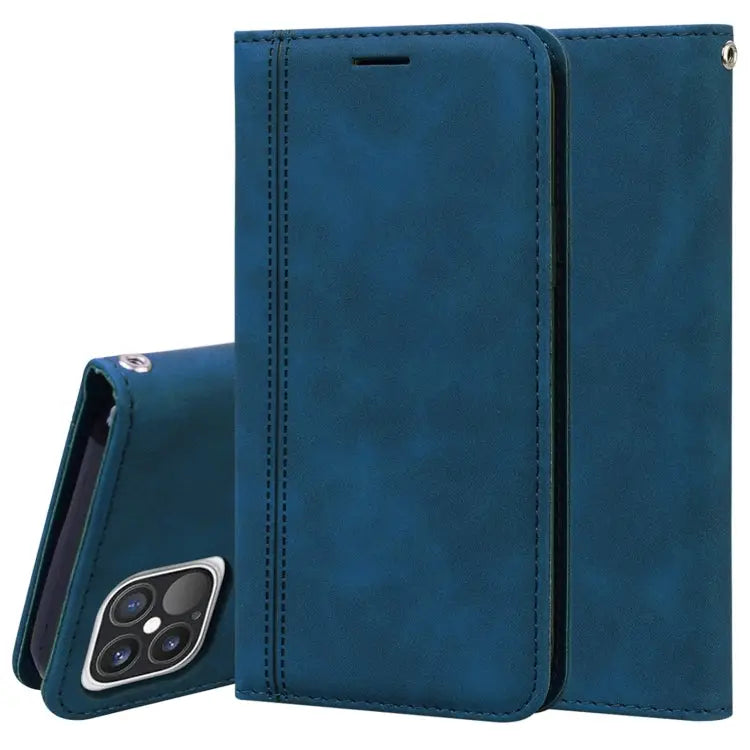 Frosted Business Magnetic Horizontal Flip PU Leather Case with Holder & Card Slot & Lanyard For iPhone 12 mini