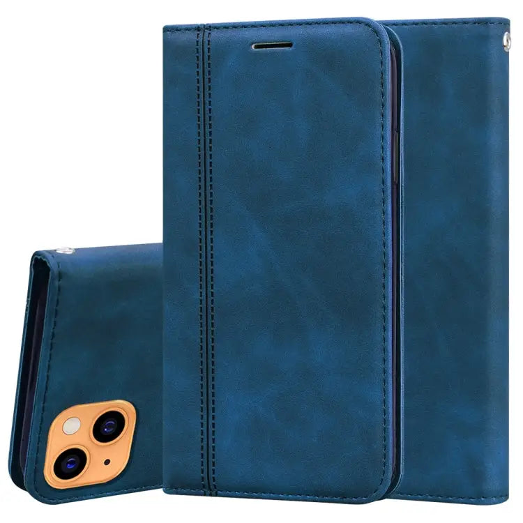 Frosted Business Magnetic Horizontal Flip PU Leather Case with Holder & Card Slot & Lanyard For iPhone 13 mini