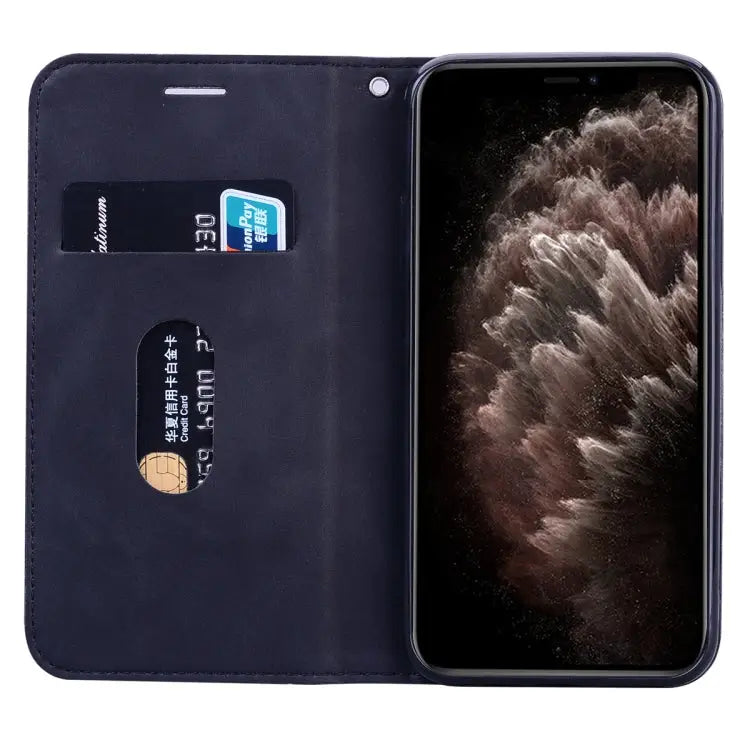 Frosted Business Magnetic Horizontal Flip PU Leather Case with Holder & Card Slot & Lanyard For iPhone 11 Pro Max