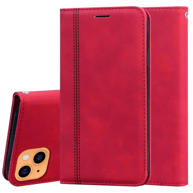 Frosted Business Magnetic Horizontal Flip PU Leather Case with Holder & Card Slot & Lanyard For iPhone 13 mini