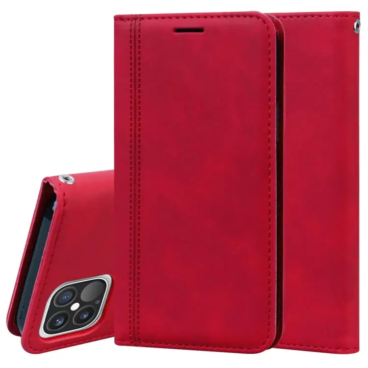 Frosted Business Magnetic Horizontal Flip PU Leather Case with Holder & Card Slot & Lanyard For iPhone 12 mini