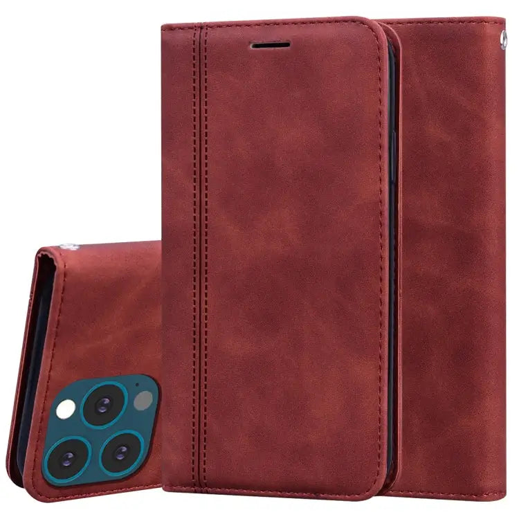 Frosted Business Magnetic Horizontal Flip PU Leather Case with Holder & Card Slot & Lanyard For iPhone 13 mini