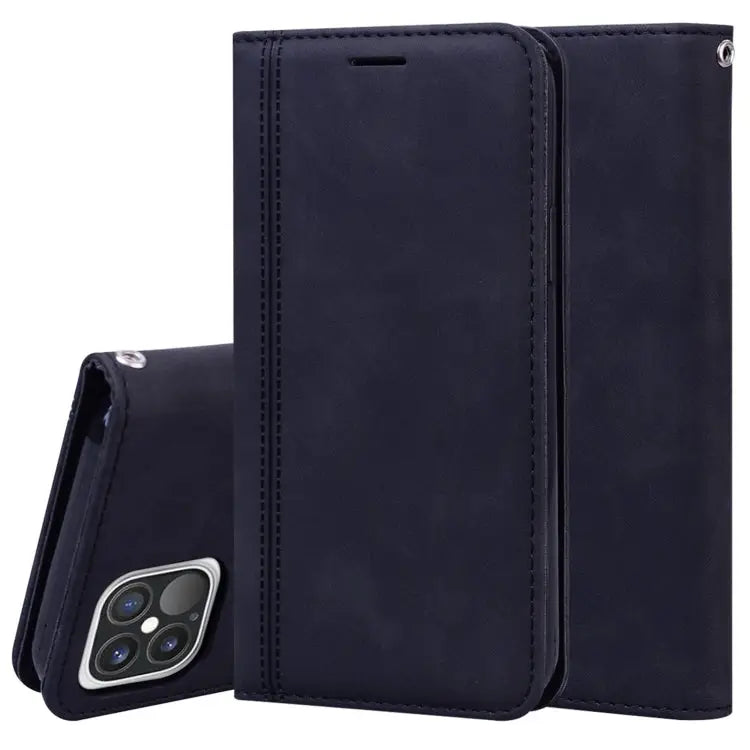 Frosted Business Magnetic Horizontal Flip PU Leather Case with Holder & Card Slot & Lanyard For iPhone 12 mini