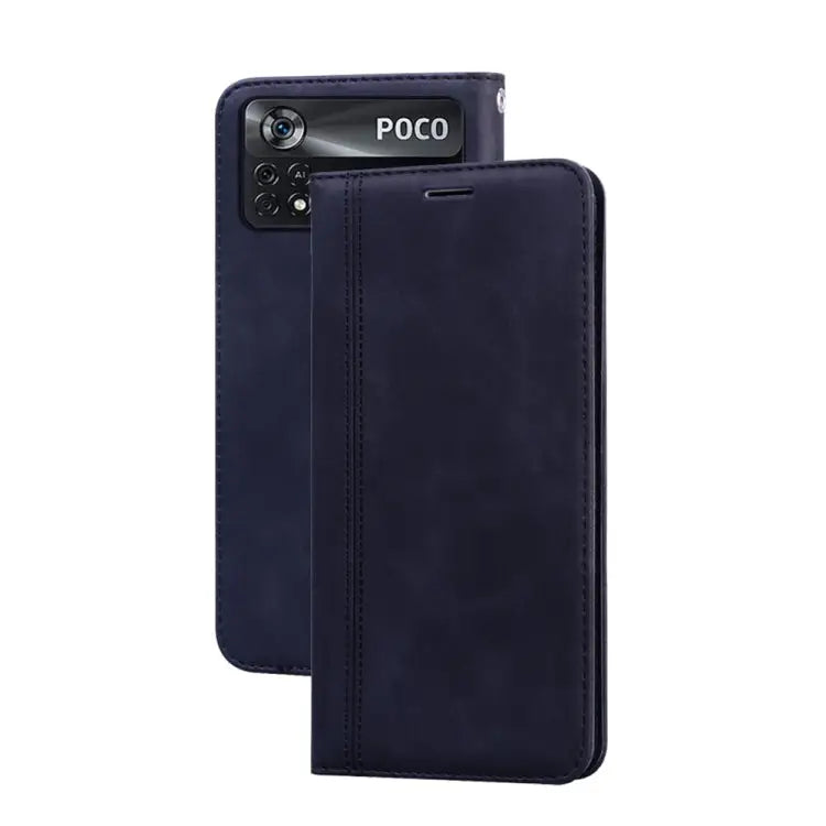 Frosted Business Magnetic Horizontal Flip PU Phone Case For Xiaomi Poco M4 Pro 4G For Xiaomi Poco X4 Pro 5G