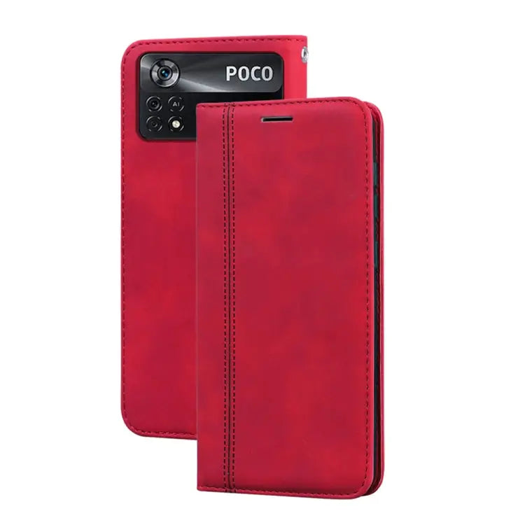 Frosted Business Magnetic Horizontal Flip PU Phone Case For Xiaomi Poco M4 Pro 4G For Xiaomi Poco X4 Pro 5G