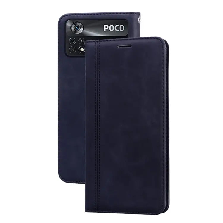Frosted Business Magnetic Horizontal Flip PU Phone Case For Xiaomi Poco M4 Pro 4G For Xiaomi Poco X4 Pro 5G