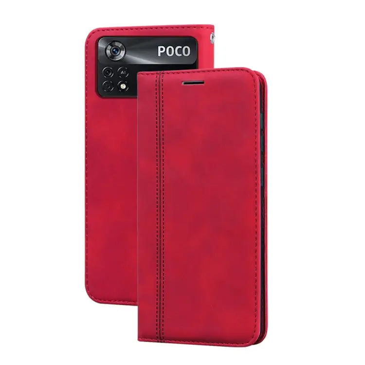 Frosted Business Magnetic Horizontal Flip PU Phone Case For Xiaomi Poco M4 Pro 4G For Xiaomi Poco X4 Pro 5G