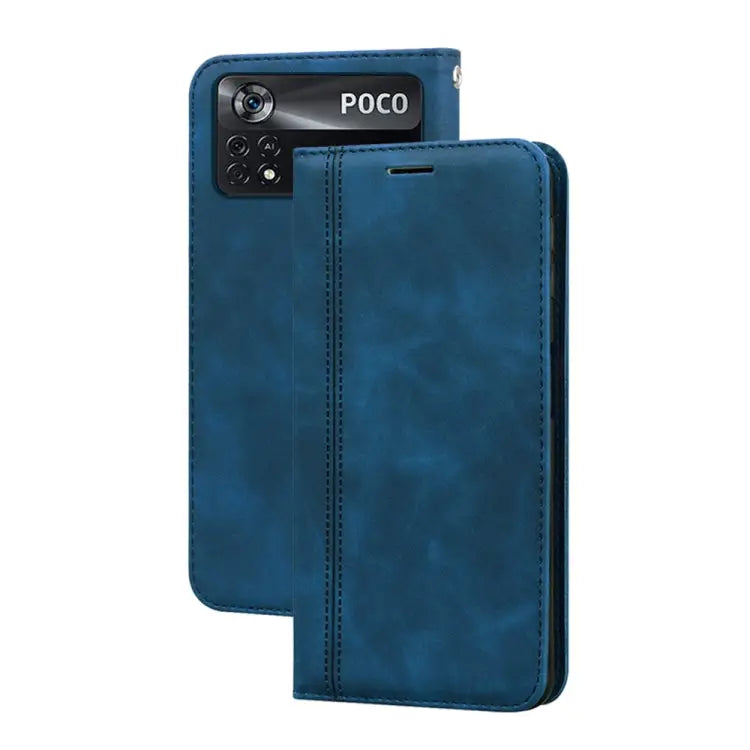 Frosted Business Magnetic Horizontal Flip PU Phone Case For Xiaomi Poco M4 Pro 4G For Xiaomi Poco X4 Pro 5G