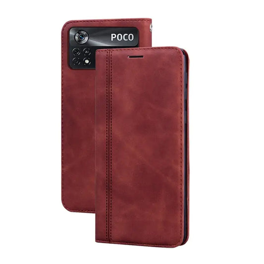 Frosted Business Magnetic Horizontal Flip PU Phone Case For Xiaomi Poco M4 Pro 4G For Xiaomi Poco X4 Pro 5G