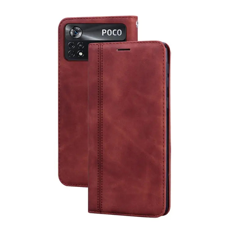 Frosted Business Magnetic Horizontal Flip PU Phone Case For Xiaomi Poco M4 Pro 4G For Xiaomi Poco X4 Pro 5G