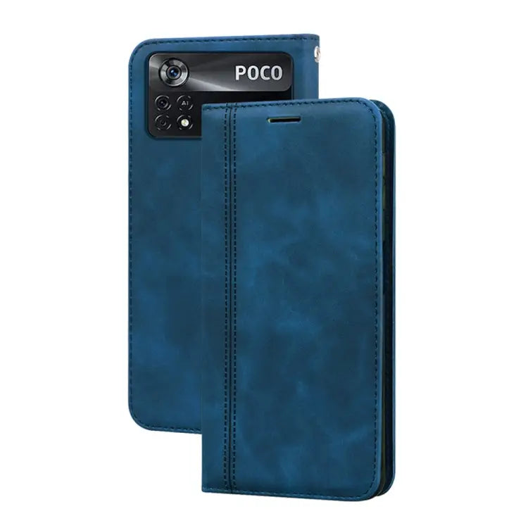 Frosted Business Magnetic Horizontal Flip PU Phone Case For Xiaomi Poco M4 Pro 4G For Xiaomi Poco X4 Pro 5G