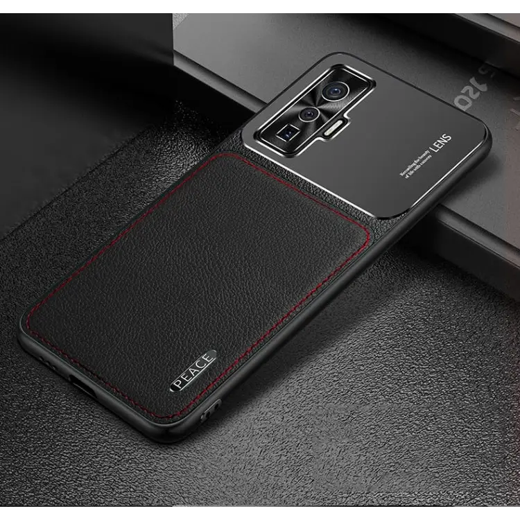 Frosted Metal + Leather Texture Protective Case For OPPO Reno4 Pro For vivo X50 For vivo S7 For vivo iQOO 5 5G