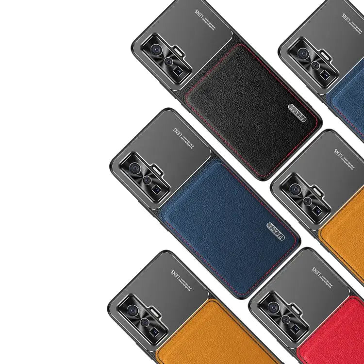 Frosted Metal + Leather Texture Protective Case For OPPO Reno4 Pro For vivo X50 For vivo S7 For vivo iQOO 5 5G