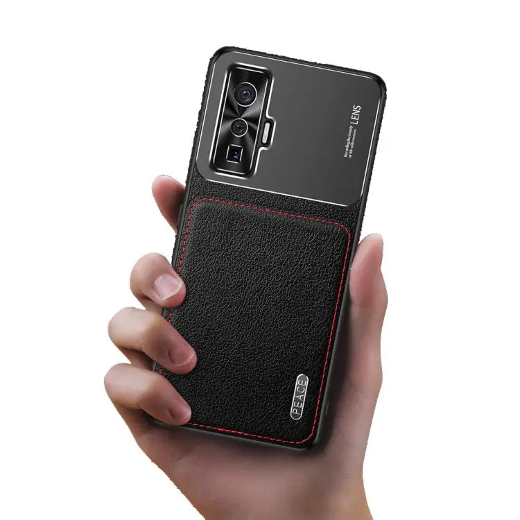 Frosted Metal + Leather Texture Protective Case For OPPO Reno4 Pro For vivo X50 For vivo S7 For vivo iQOO 5 5G