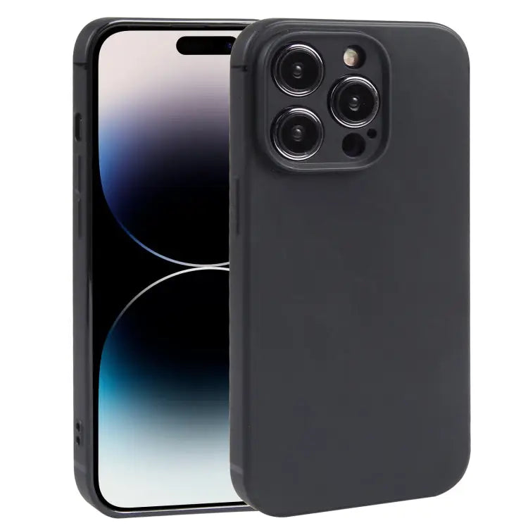 Frosted Solid Color TPU Phone Case - For iPhone 14 Pro / Black