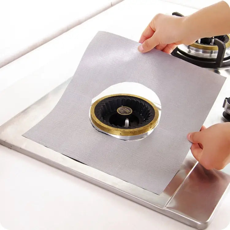 Gas Furnace Surface Ultra-thin Fibre Material Stovetop Protective Cleaning Pad Size: 27*27cm 0.12mm (Silver) 0.12mm