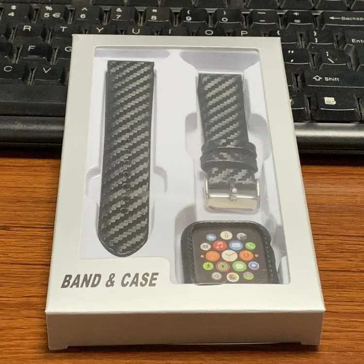 Genuine Leather Carbon Fiber Strap + Frame for Apple Watch Series 3 & 2 & 1 38mm Apple Watch Series 3 & 2 & 1 38mm