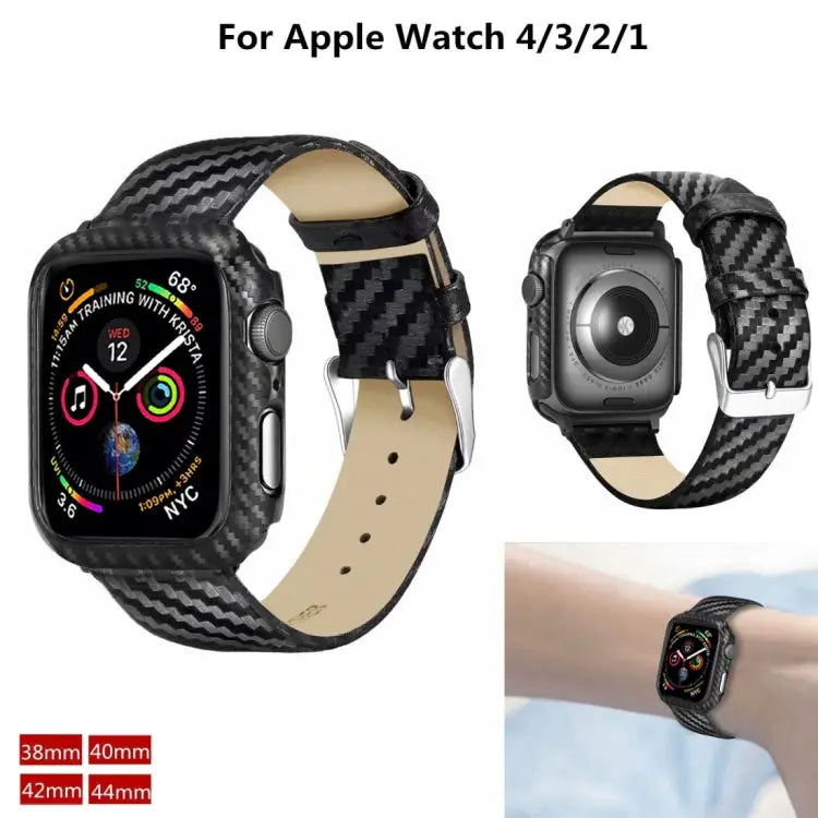 Genuine Leather Carbon Fiber Strap + Frame for Apple Watch Series 4 40mm Apple Watch Series 4 40mm - Apple Watch Series