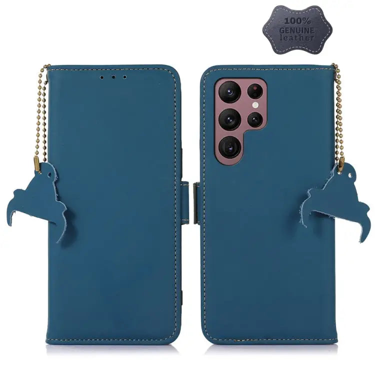 Genuine Leather Magnetic RFID Leather Phone Case For Samsung Galaxy S22 Ultra 5G For Samsung Galaxy S23+ 5G For Samsung