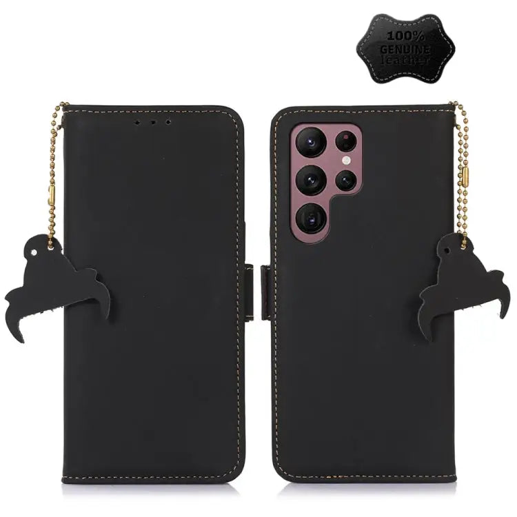 Genuine Leather Magnetic RFID Leather Phone Case For Samsung Galaxy S22 Ultra 5G For Samsung Galaxy S23+ 5G For Samsung