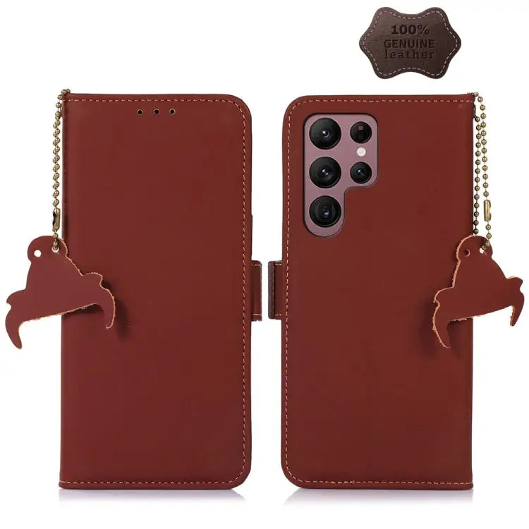 Genuine Leather Magnetic RFID Leather Phone Case For Samsung Galaxy S22 Ultra 5G For Samsung Galaxy S23+ 5G For Samsung