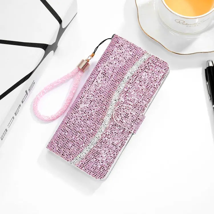 Glitter Powder Horizontal Flip Leather Case with Card Slots & Holder & Lanyard For Samsung Galaxy A03s(EU Version)
