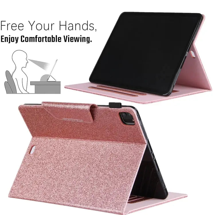 Glitter Powder Horizontal Flip Leather Case with Holder & Card Slot & Photo Frame & Wallet For iPad Pro 12.9 2022