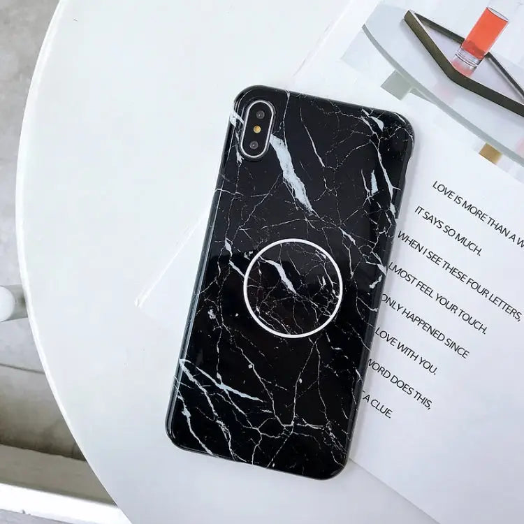 Glossy Marble Folding Bracket Anti-drop TPU Case for iPhone X / XS Z30 Z6 Z7 Z23 Z16 Z4 Z31 Z29 Z1 Z26 Z9 Z3 Z2 Z27 Z32