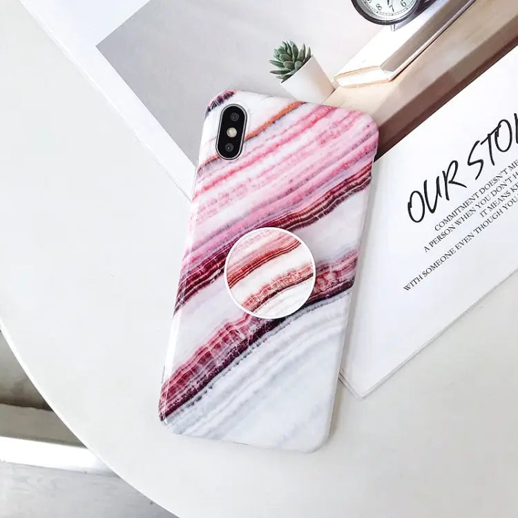 Glossy Marble Folding Bracket Anti-drop TPU Case for iPhone X / XS Z30 Z6 Z7 Z23 Z16 Z4 Z31 Z29 Z1 Z26 Z9 Z3 Z2 Z27 Z32