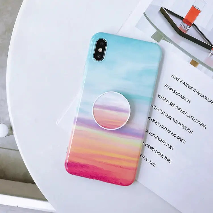 Glossy Marble Folding Bracket Anti-drop TPU Case for iPhone X / XS Z30 Z6 Z7 Z23 Z16 Z4 Z31 Z29 Z1 Z26 Z9 Z3 Z2 Z27 Z32