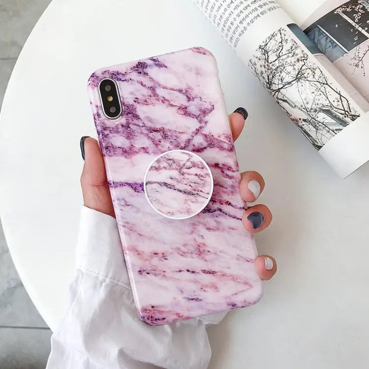 Glossy Marble Folding Bracket Anti-drop TPU Case for iPhone X / XS Z30 Z6 Z7 Z23 Z16 Z4 Z31 Z29 Z1 Z26 Z9 Z3 Z2 Z27 Z32