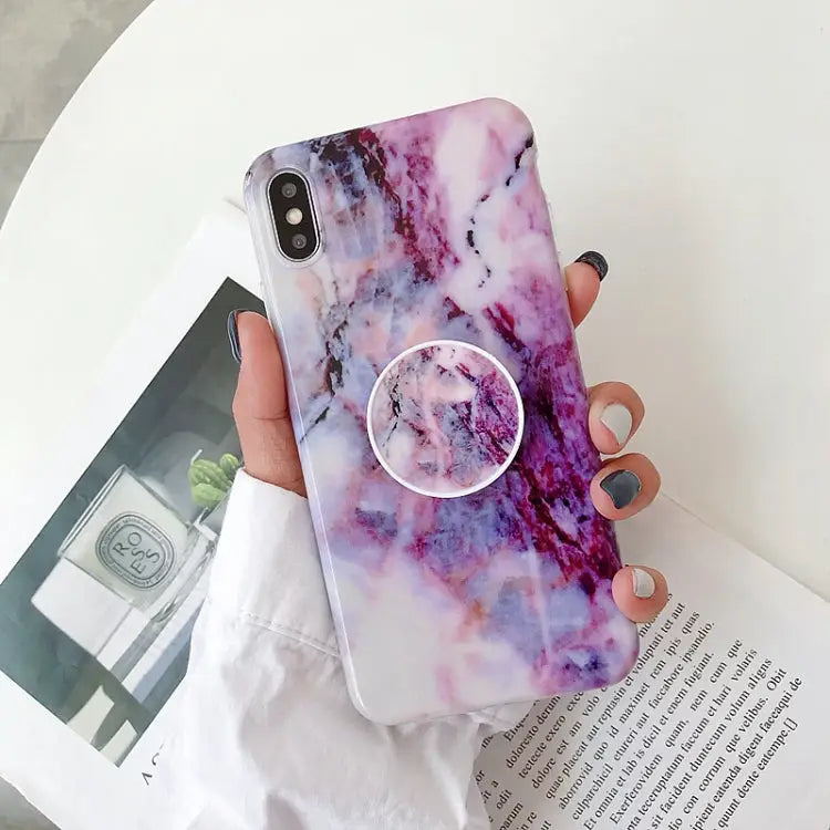 Glossy Marble Folding Bracket Anti-drop TPU Case for iPhone XR Z30 Z6 Z7 Z23 Z16 Z4 Z31 Z29 Z1 Z26 Z9 Z3 Z2 Z27 Z32 Z11