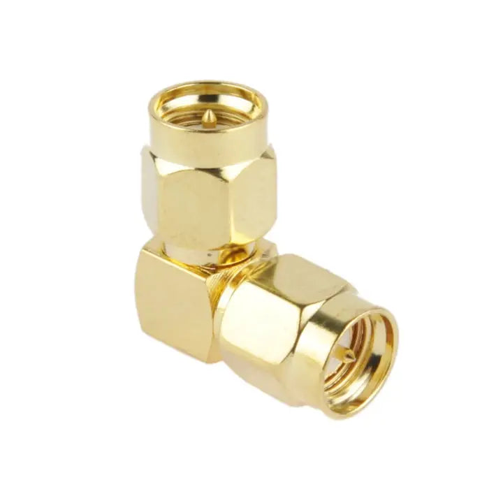 Gold Plated SMA Male to SMA Male Adapter with 90 Degree Angle SMA Male to Male - SMA Male to Male