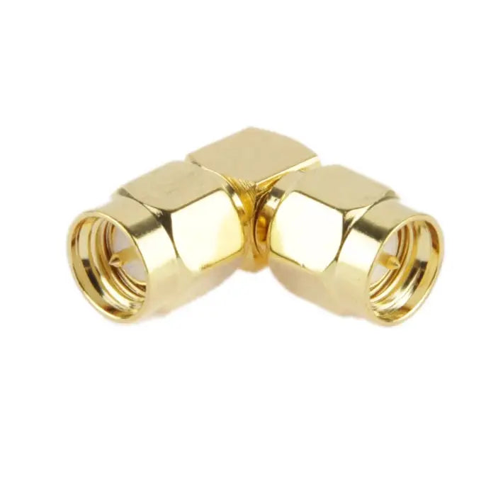 Gold Plated SMA Male to SMA Male Adapter with 90 Degree Angle SMA Male to Male - SMA Male to Male