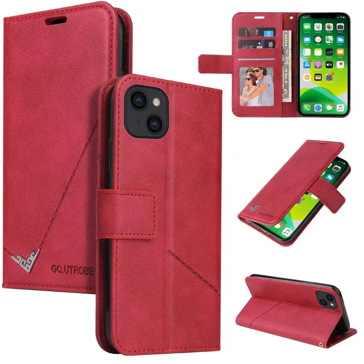 GQUTROBE Right Angle Leather Phone Case For iPhone 13 For iPhone 13 mini For iPhone 13 Pro For iPhone 13 Pro Max