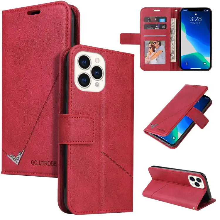 GQUTROBE Right Angle Leather Phone Case For iPhone 13 For iPhone 13 mini For iPhone 13 Pro For iPhone 13 Pro Max