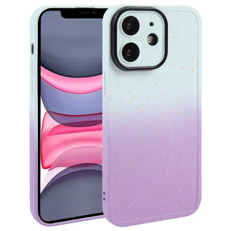Gradient Starry Silicone Phone Case with Lens Film - For iPhone 11 / White Purple