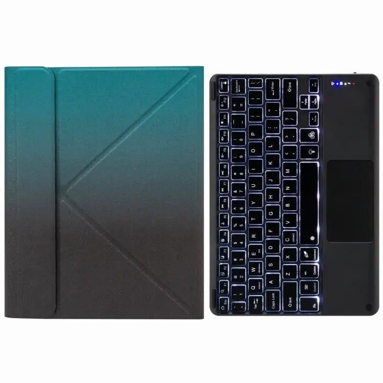 H-097CS Touch Backlight Bluetooth Keyboard Leather Case with Rear Three-fold Holder For iPad 9.7 2018 & 2017 For iPad