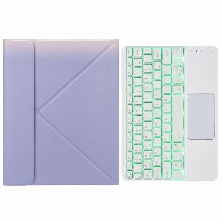 H-097CS Touch Backlight Bluetooth Keyboard Leather Case with Rear Three-fold Holder For iPad 9.7 2018 & 2017 For iPad