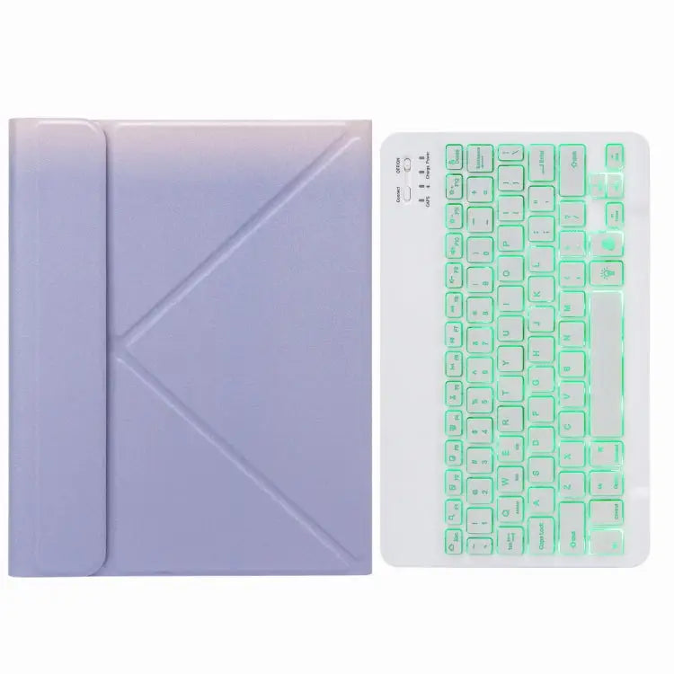 H-102S Monochrome Backlight Bluetooth Keyboard Leather Case with Rear Three-fold Holder For iPad 10.2 2020 & 2019 / Pro