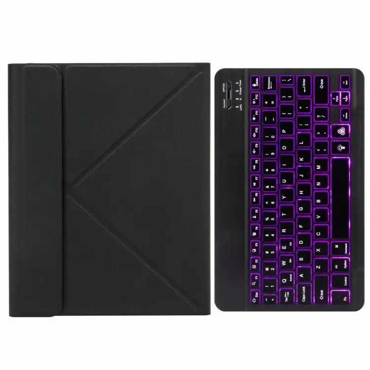 H-102S Monochrome Backlight Bluetooth Keyboard Leather Case with Rear Three-fold Holder For iPad 10.2 2020 & 2019 / Pro