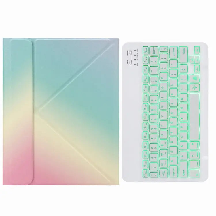 H-102S Monochrome Backlight Bluetooth Keyboard Leather Case with Rear Three-fold Holder For iPad 10.2 2020 & 2019 / Pro